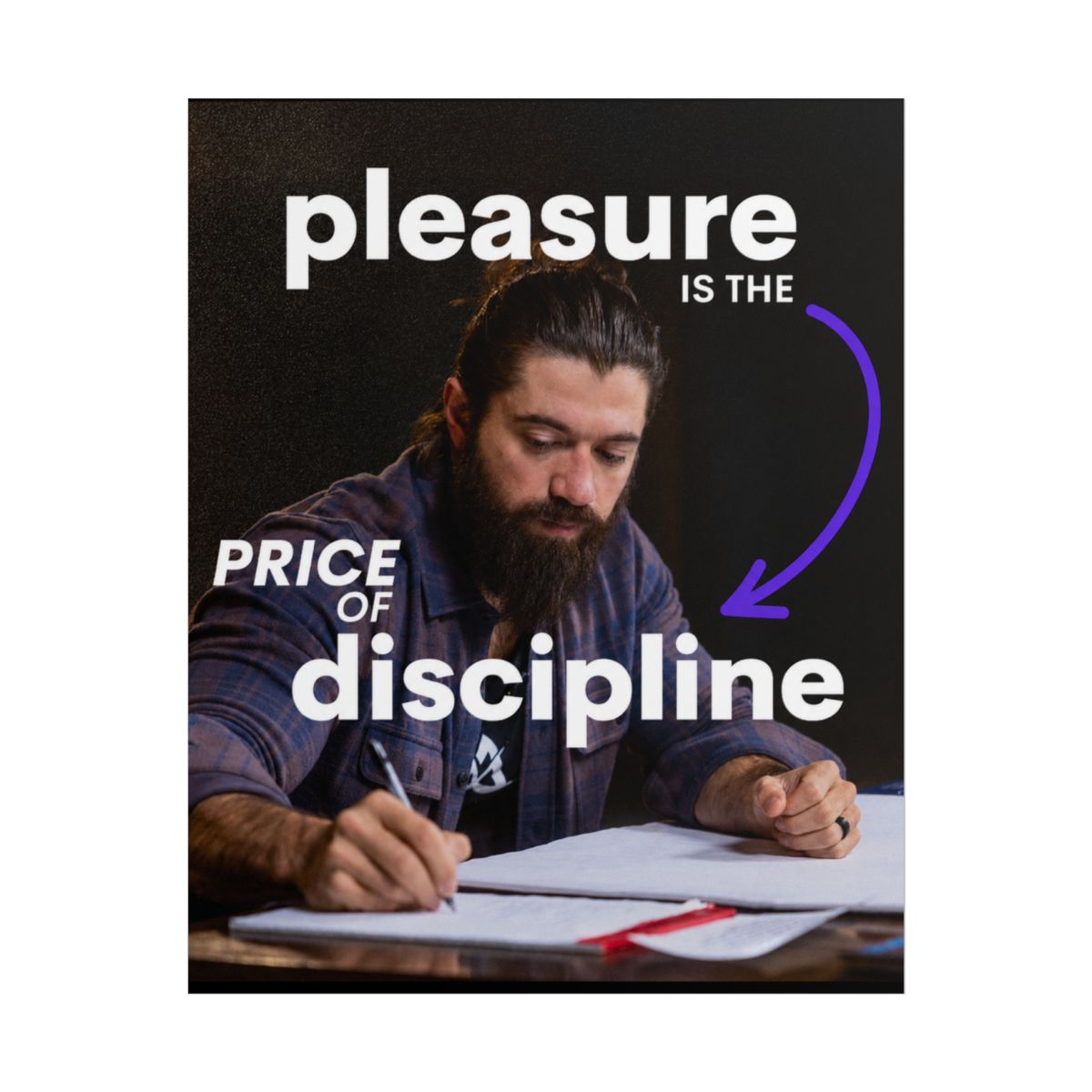 Pleasure Is the Price of Discipline Poster | Motivational Wall Art | Alex Hormozi - alternate angle 1, merchandise