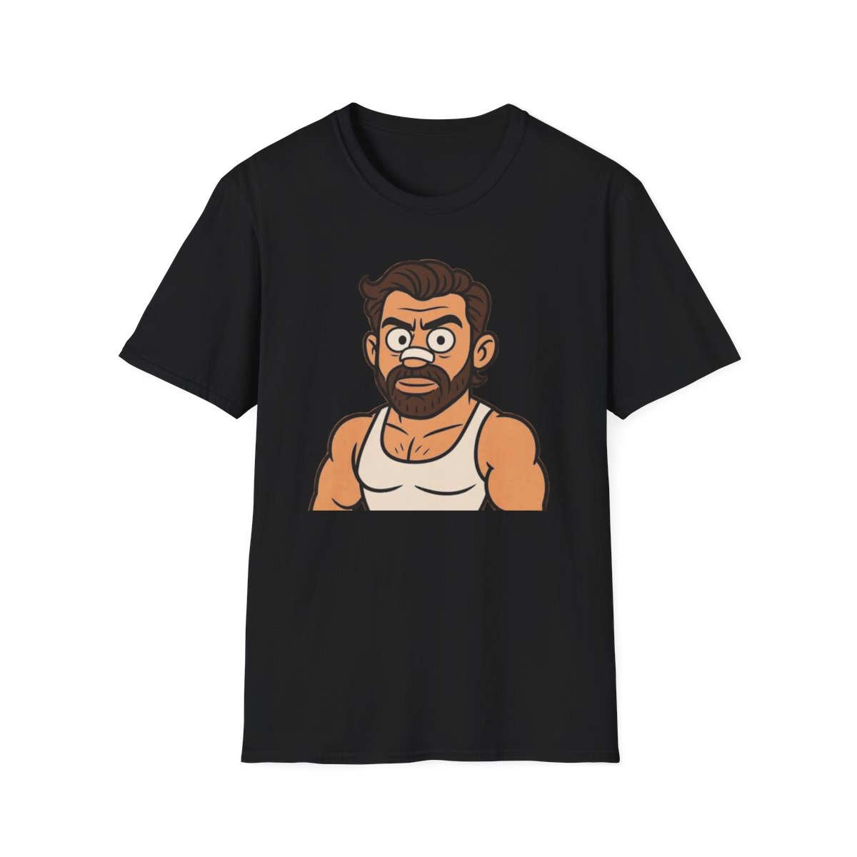 Cartoon Bearded Man Portrait T-Shirt | Funny Character Illustration | Alex Hormozi - alternate angle 2, merchandise