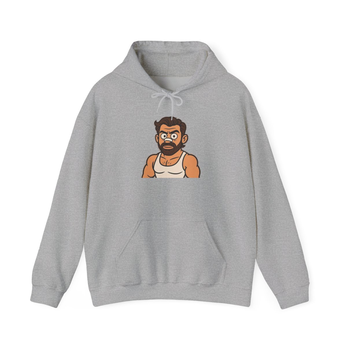 Bearded Man Cartoon Tank Top Hoodie | Graphic Sweatshirt, Male Character | Alex Hormozi - alternate angle 5, merchandise