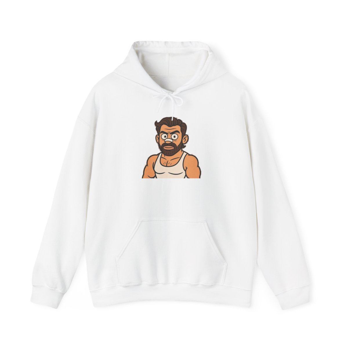 Bearded Man Cartoon Tank Top Hoodie | Graphic Sweatshirt, Male Character | Alex Hormozi