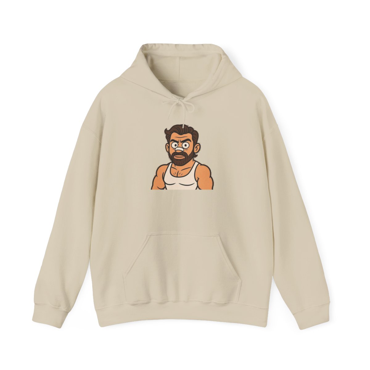 Bearded Man Cartoon Tank Top Hoodie | Graphic Sweatshirt, Male Character | Alex Hormozi - alternate angle 4, merchandise