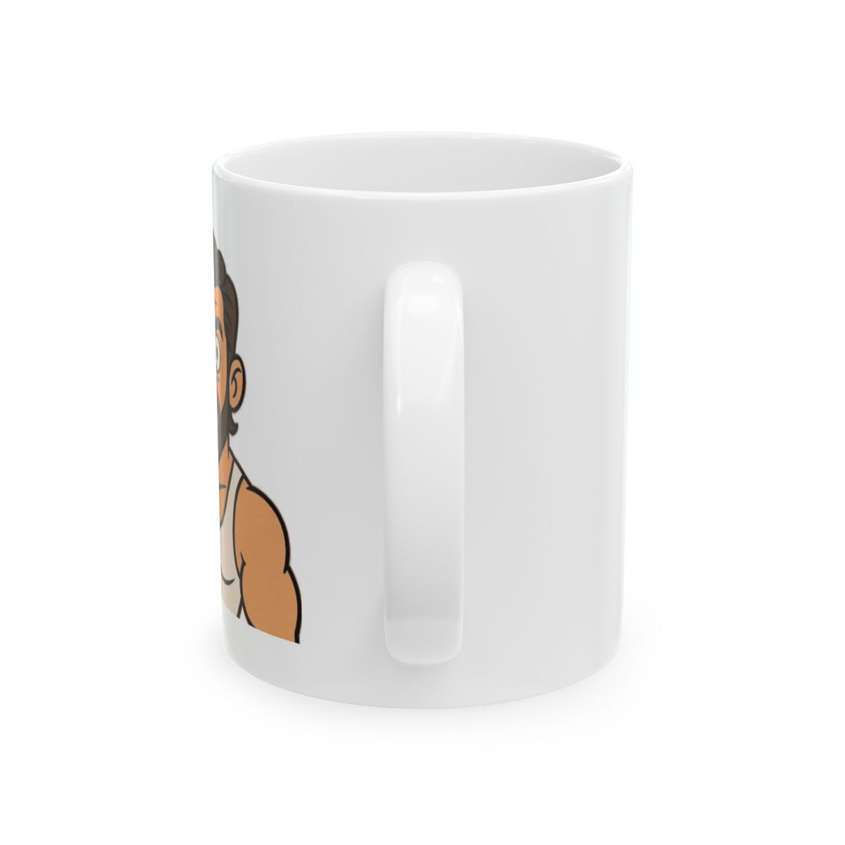 Bearded Bodybuilder Illustration Mug | Ceramic Coffee Cup | Alex Hormozi - alternate angle 2, merchandise