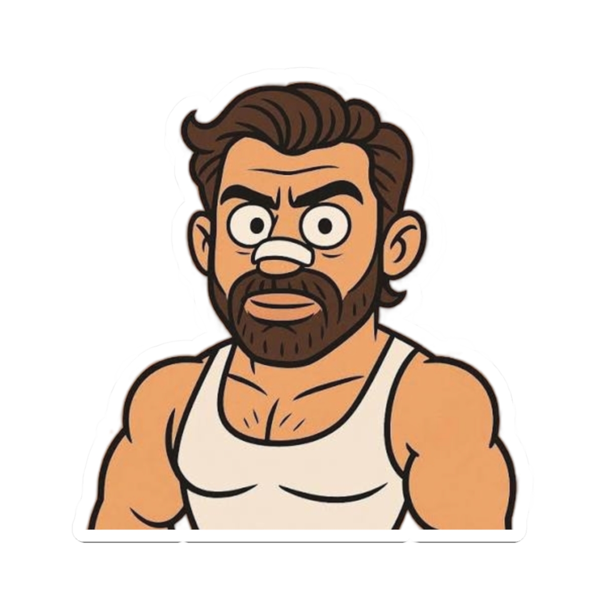 Bearded Tough Guy Kiss-Cut Stickers | Muscle Man Illustration | Alex Hormozi